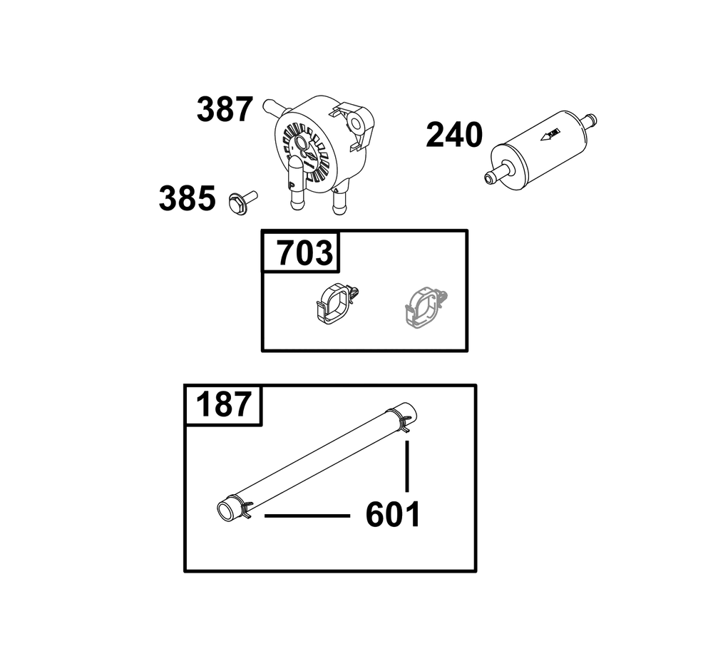 Fuel Supply Group Diagram and Parts List for 49T877-0055-Z1  Briggs and Stratton Engine